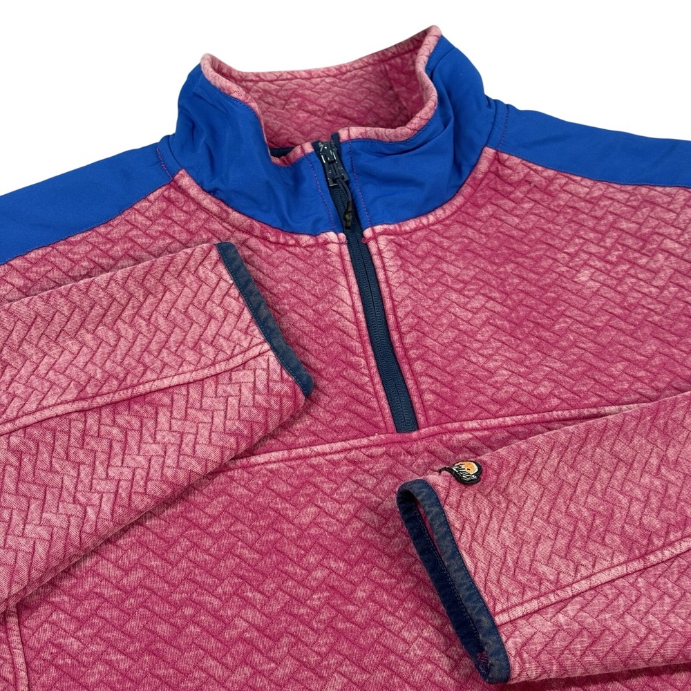 Chubbies 1/4 Zip Quilted Pullover Mens‎ L Pink Blue Sweater Jacket NWT Casual